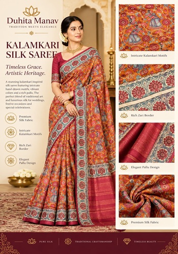 Kalamkari Silk Saree – Artistic Heritage