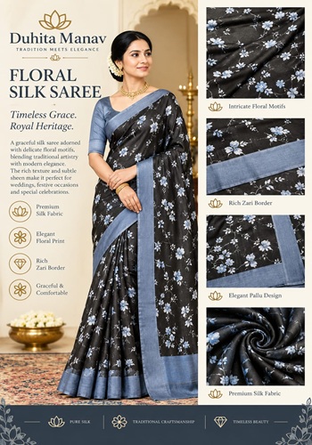Floral Silk Saree – Intricate Floral Elegance