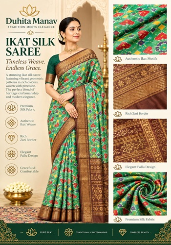 Multicolour Geometric Ikat Silk Saree – Heritage Elegance